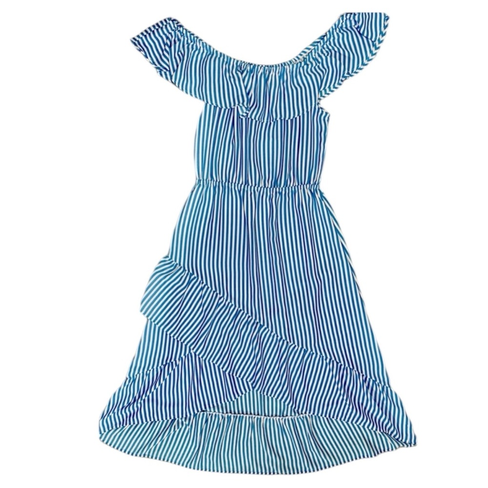 TOMMY BAHAMA NWT Palm Party Stiped Off the Shoulder Ruffle Midi Dress Size Small - Picture 4 of 11